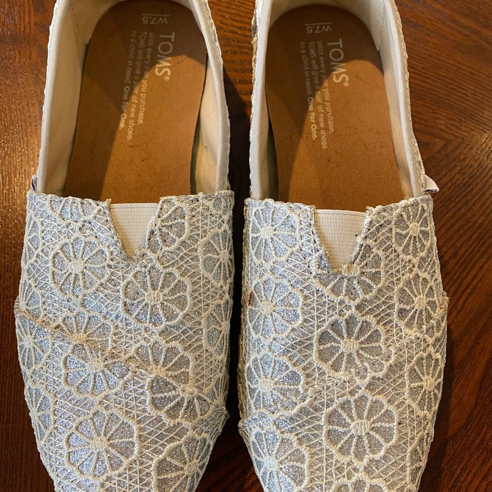 COPY - TOMS Silver Crochet Glitter- Sz 7.5